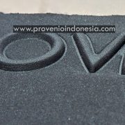 Contoh sampel hasil mesin hot press heat emboss kulit kaos pneumatic otomatis provenio indonesia
